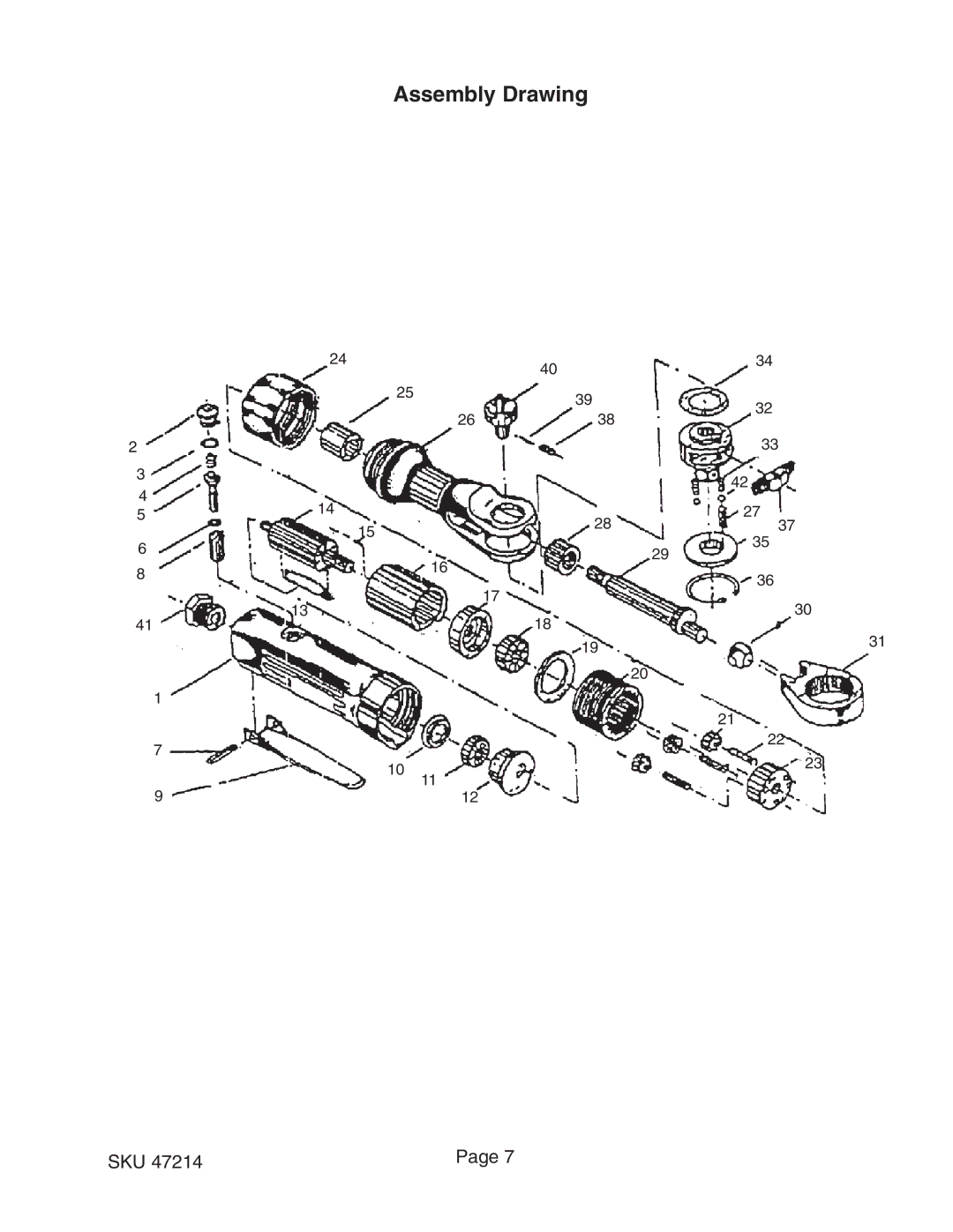 Harbor Freight Tools 47214 operating instructions Assembly Drawing 