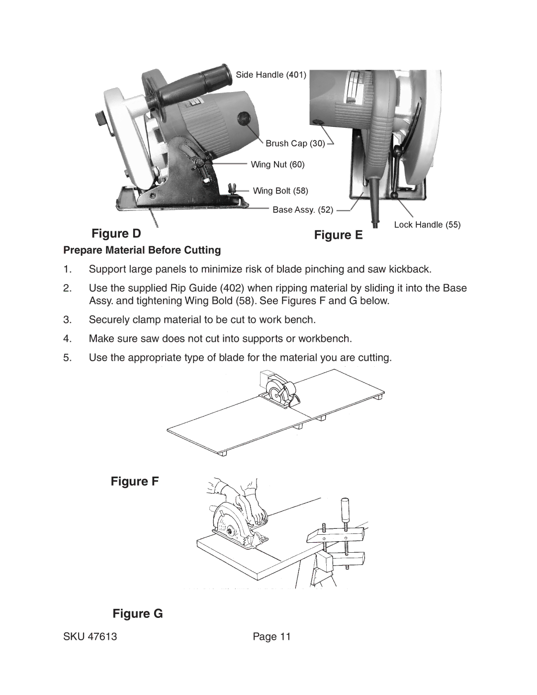 Harbor Freight Tools 47613 operating instructions Figure D, Prepare Material Before Cutting 