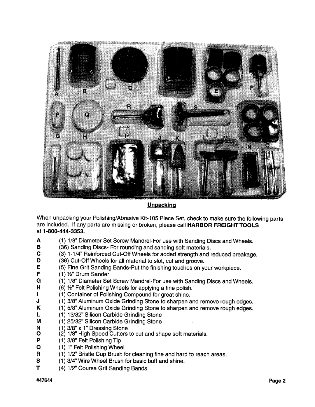 Harbor Freight Tools 47644 manual 