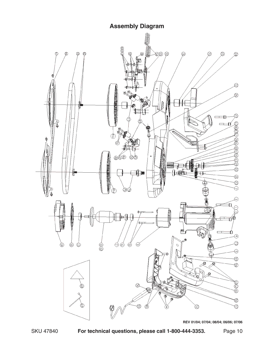 Harbor Freight Tools 47840 operating instructions Assembly Diagram 