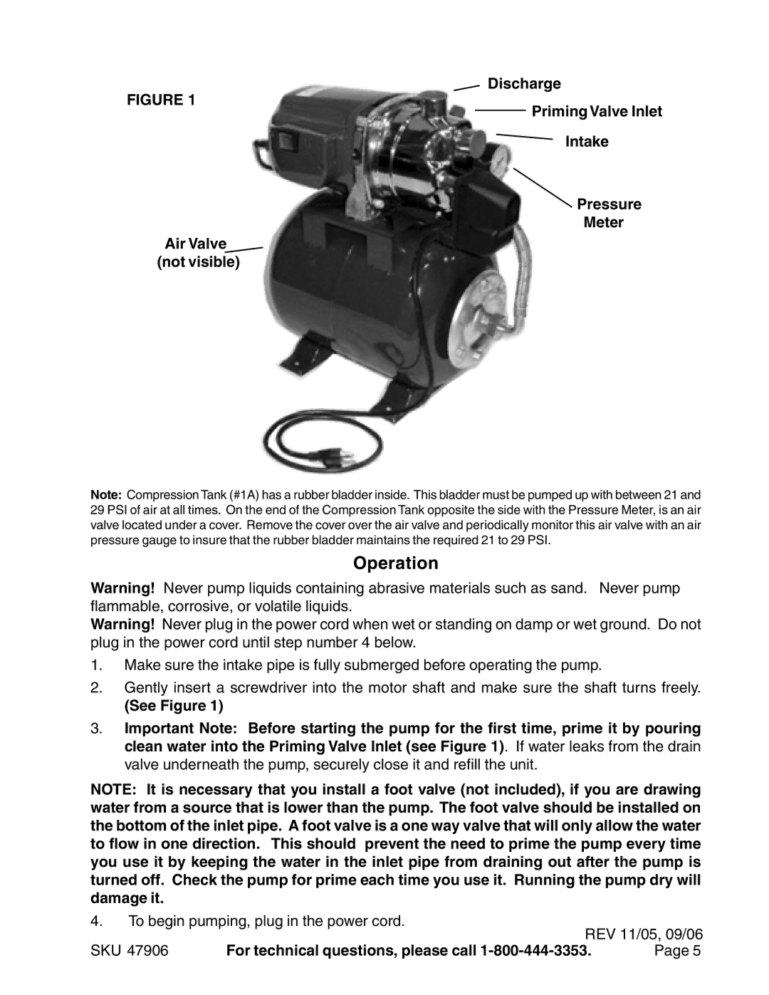 Harbor Freight Tools 47906 manual Operation 