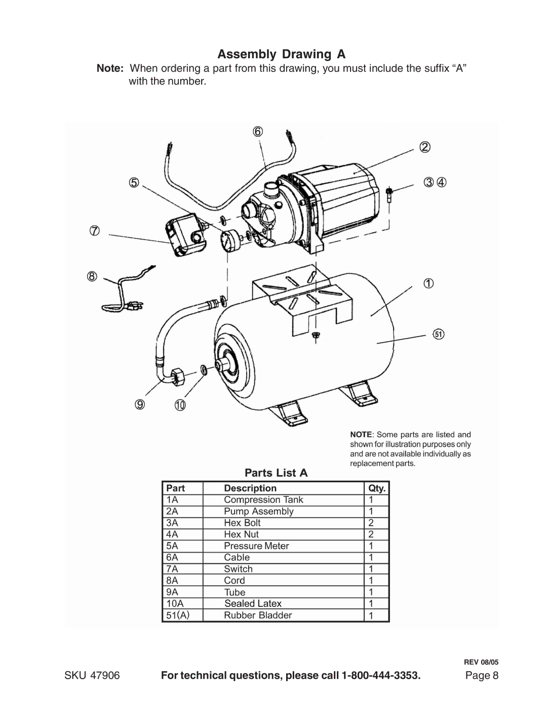 Harbor Freight Tools 47906 manual Assembly Drawing a 