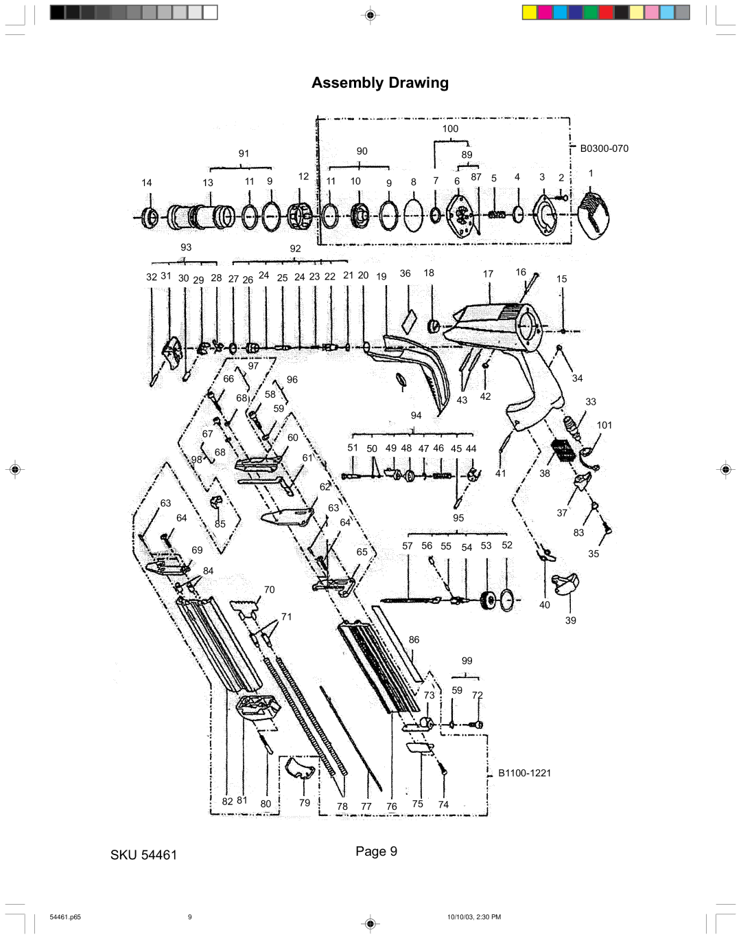 Harbor Freight Tools 54461 operating instructions Assembly Drawing 