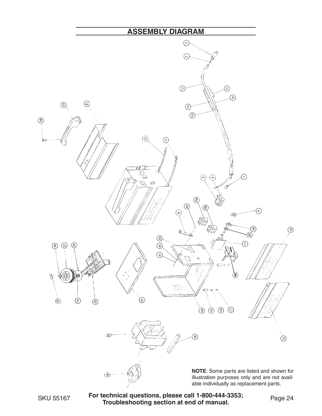 Harbor Freight Tools 55167 operating instructions Assembly Diagram 