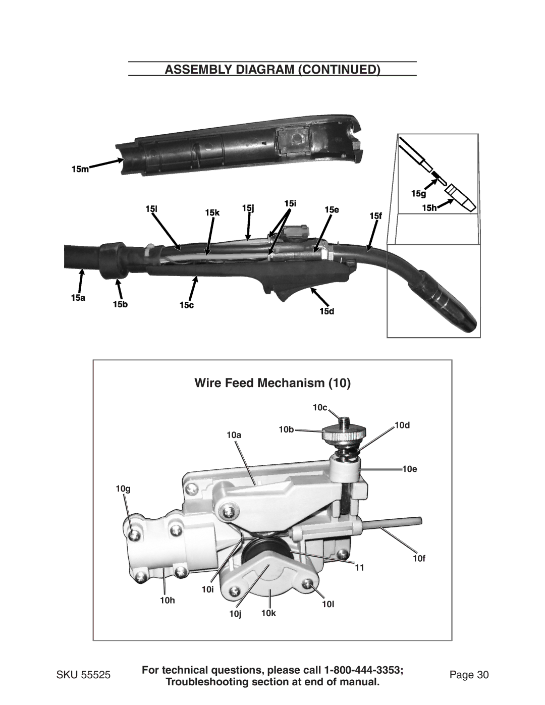 Harbor Freight Tools 55525 manual Assembly Diagram Wire Feed Mechanism 