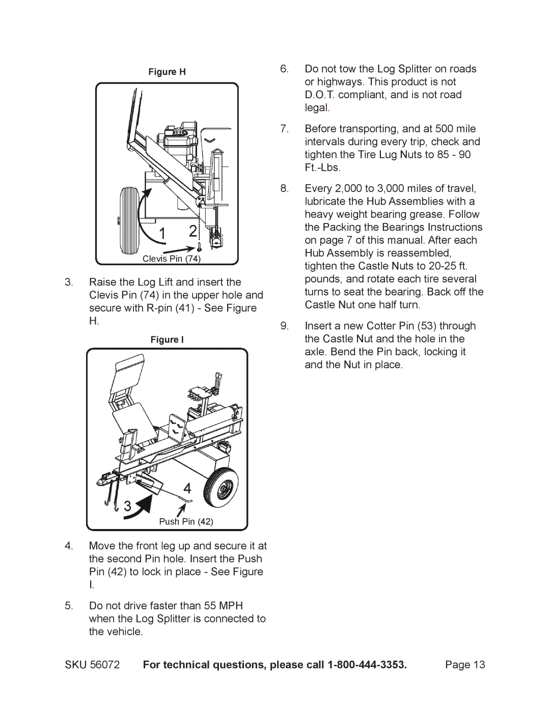 Harbor Freight Tools 56072 manual Figure H 