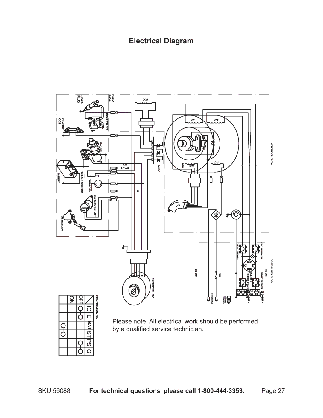 Harbor Freight Tools 56088 warranty Electrical Diagram 