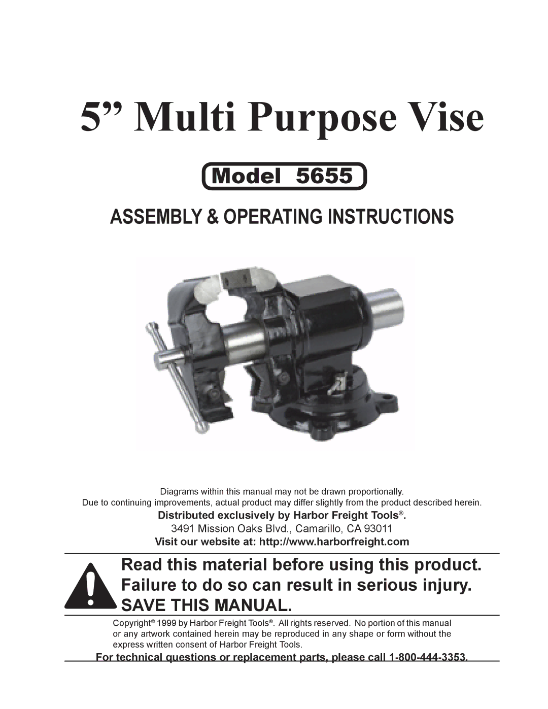 Harbor Freight Tools 5655 operating instructions Multi Purpose Vise 