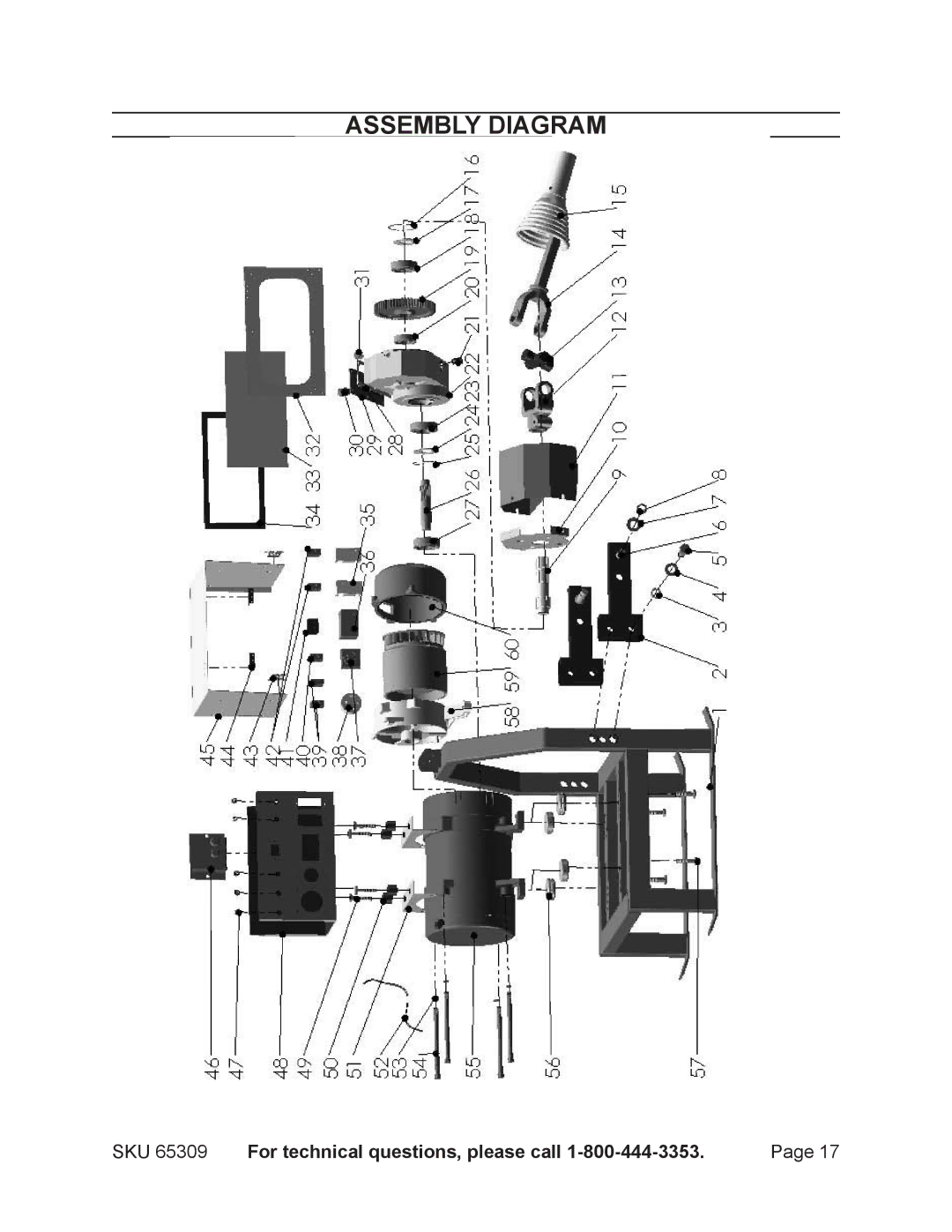 Harbor Freight Tools 65309 manual Assembly Diagram 