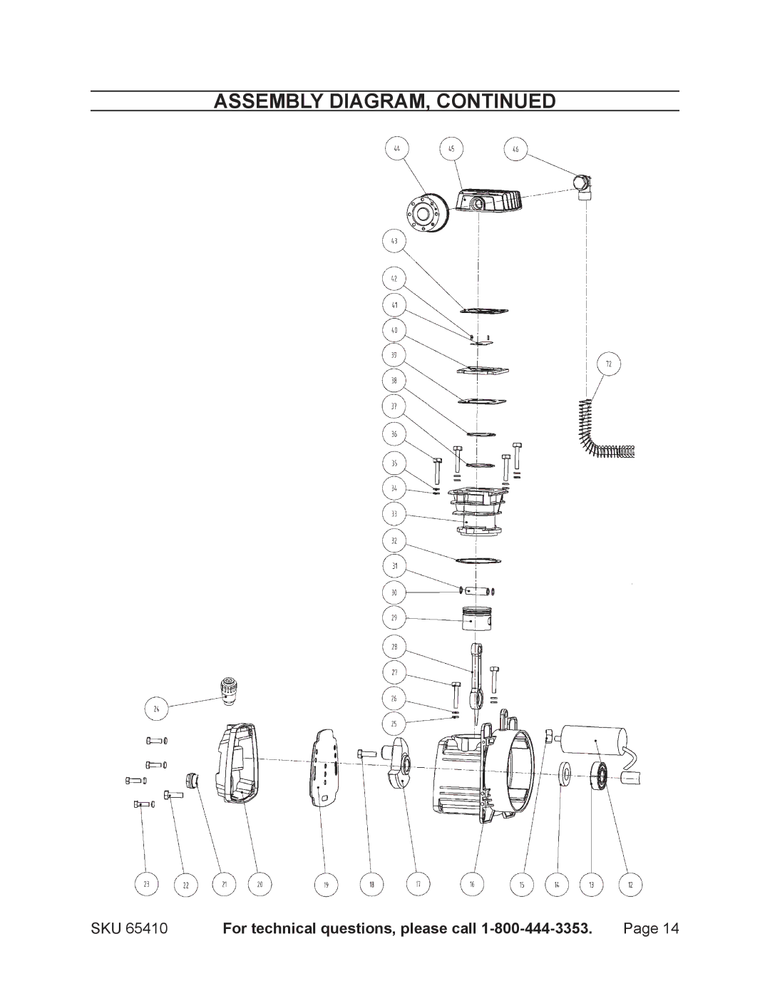 Harbor Freight Tools 65410 operating instructions Assembly Diagram 