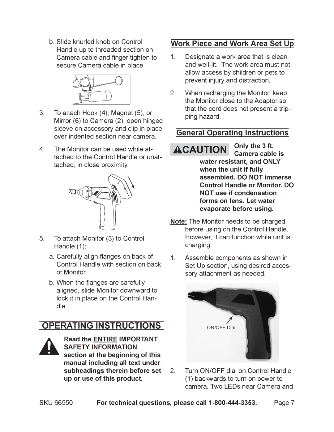 Harbor Freight Tools 66550 operating instructions Work Piece and Work Area Set Up, General Operating Instructions 