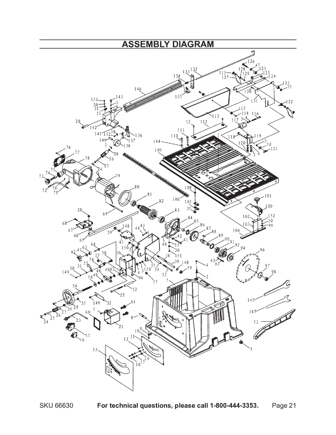 Harbor Freight Tools 66630 operating instructions Assembly Diagram 