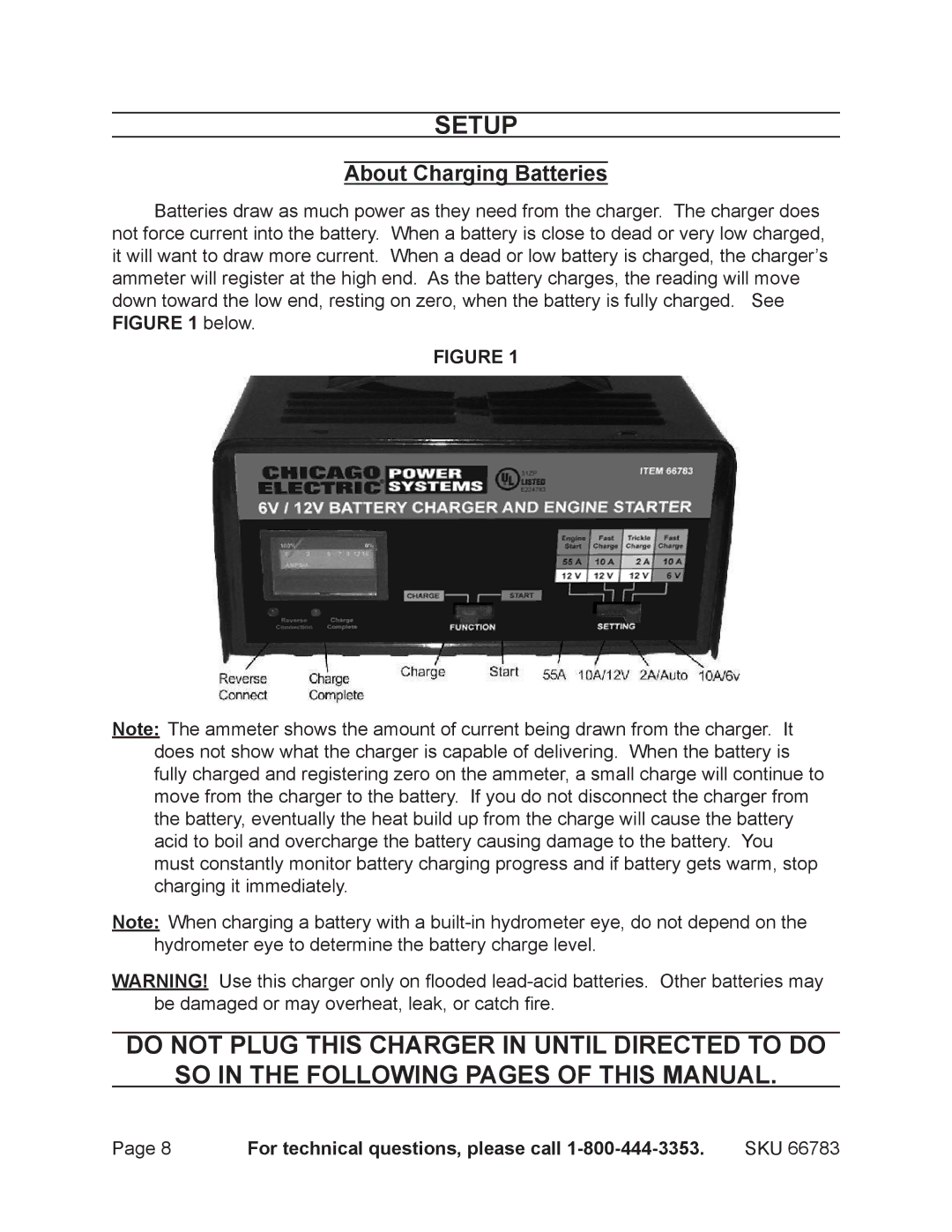 Harbor Freight Tools 66783 operating instructions Setup, About Charging Batteries 