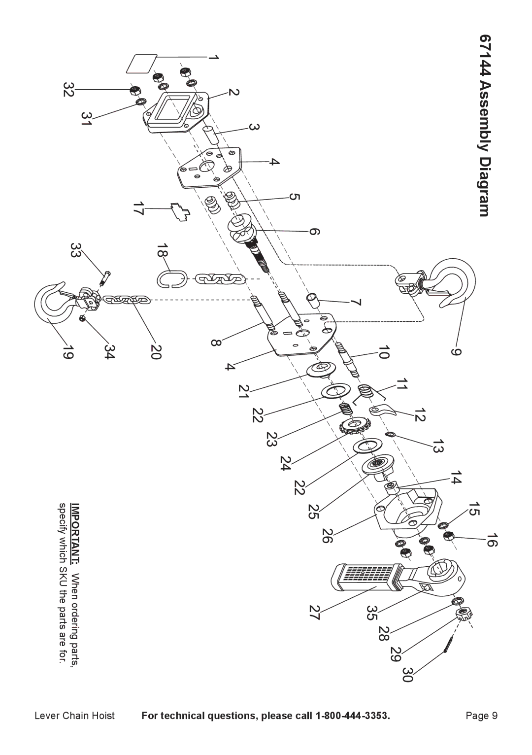 Harbor Freight Tools 67144, 66106, 69482 manual Assembly Diagram 