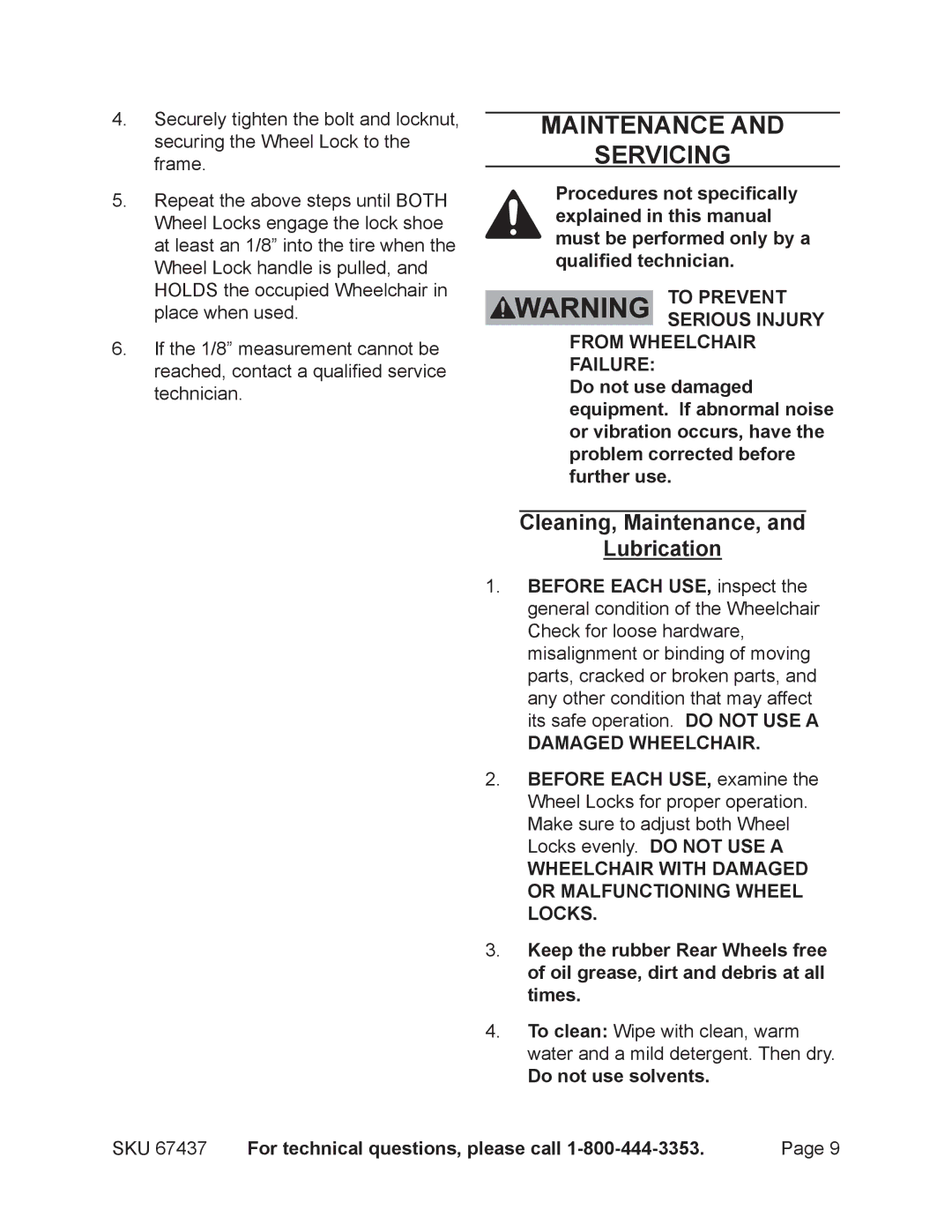 Harbor Freight Tools 67437 operating instructions Maintenance Servicing, Cleaning, Maintenance, Lubrication 