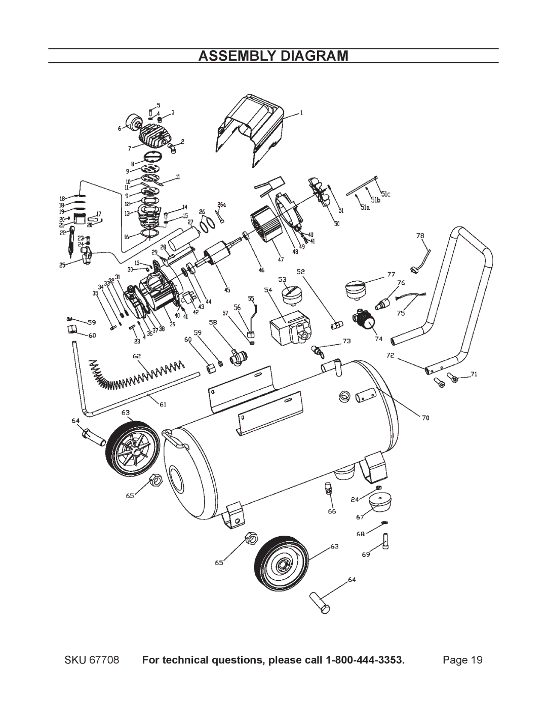 Harbor Freight Tools 67708 operating instructions Assembly Diagram 