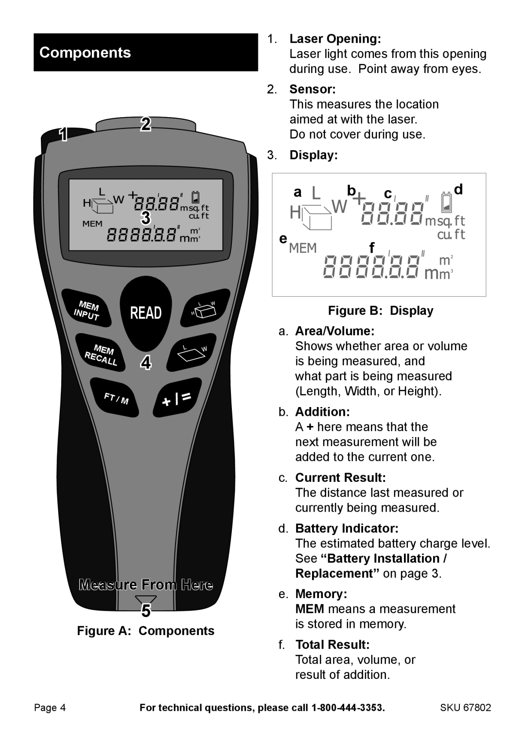 Harbor Freight Tools 67802 manual Components 