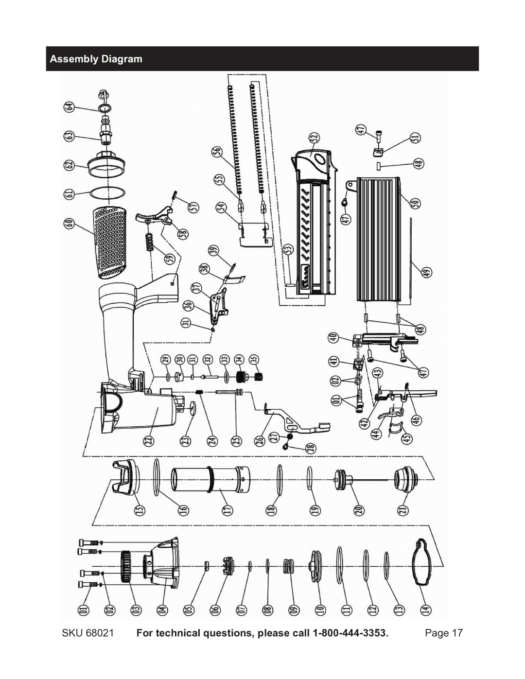 Harbor Freight Tools 68021 operating instructions Assembly Diagram 