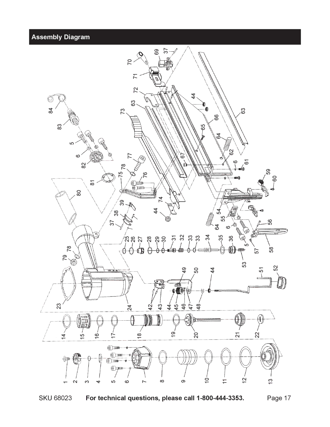 Harbor Freight Tools 68023 operating instructions Assembly Diagram, 444-3353 