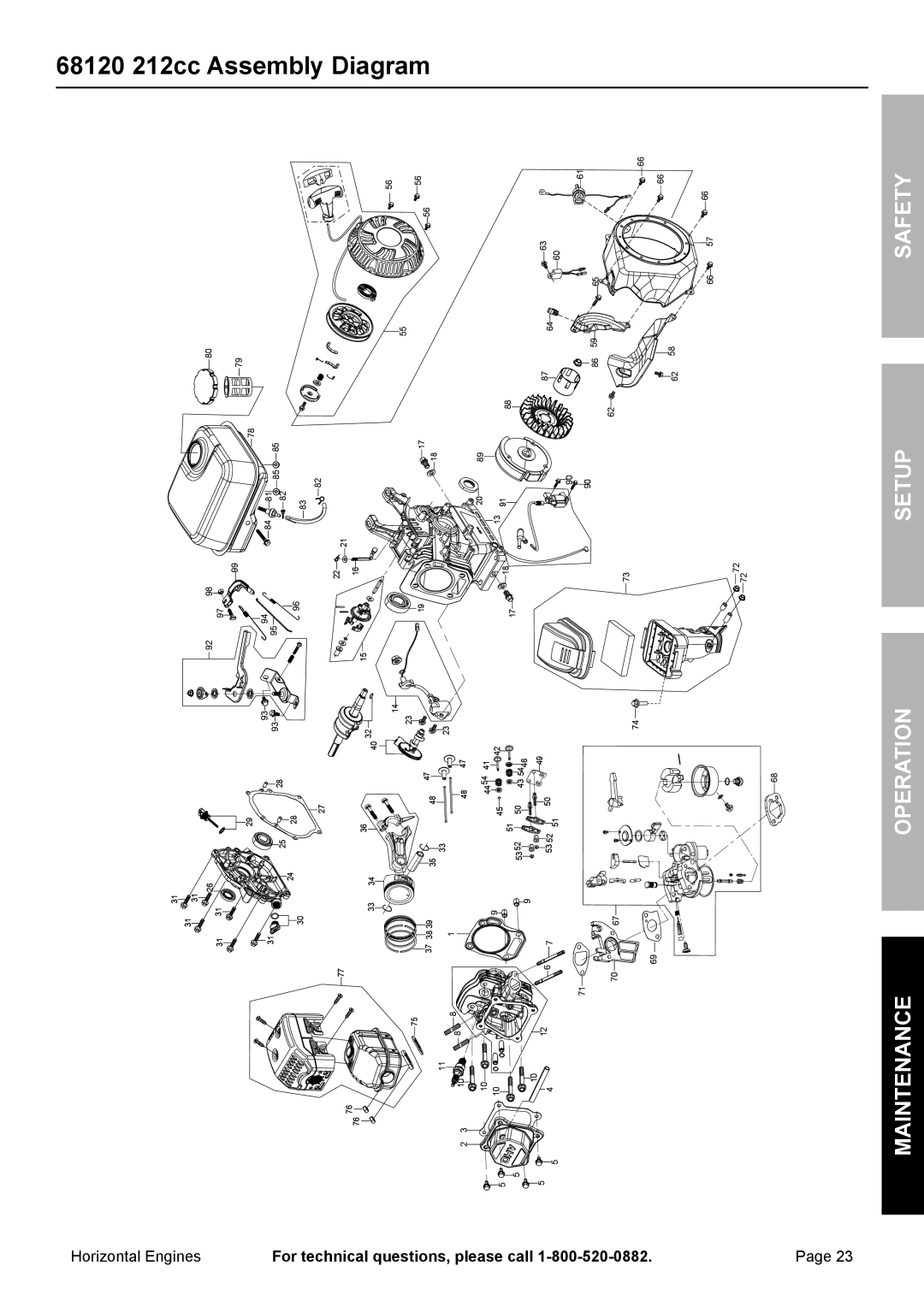 Harbor Freight Tools 68306 owner manual 68120 212cc Assembly, Diagram, Call, 0882 