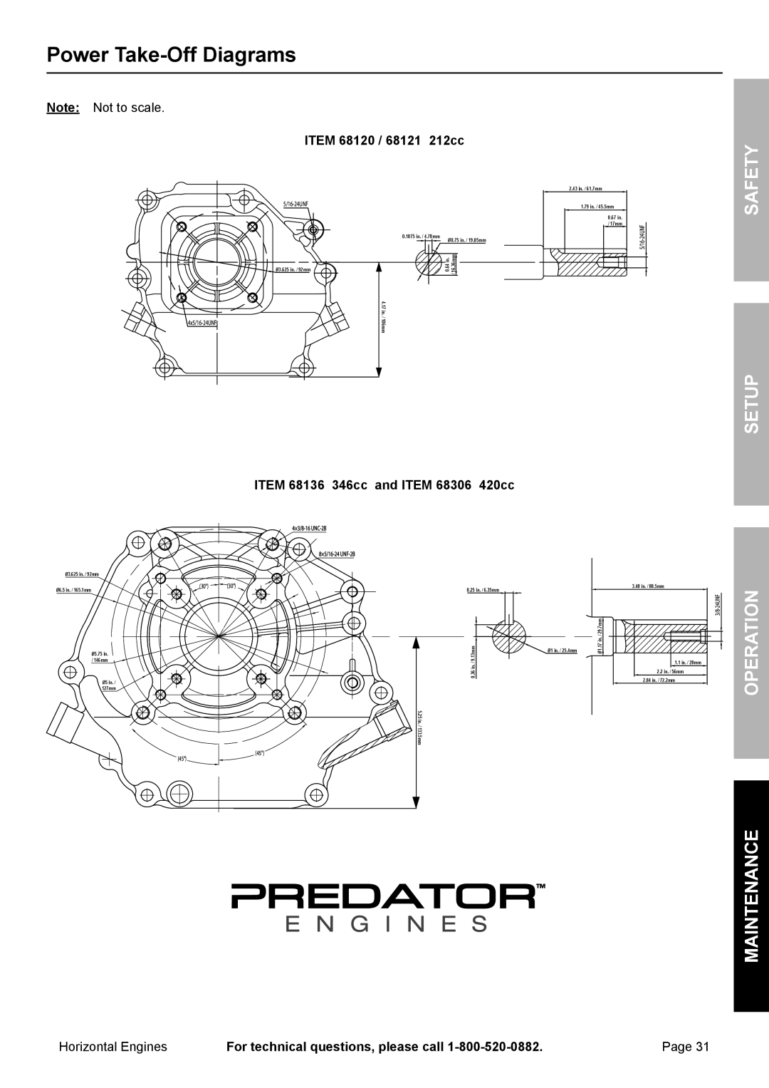 Harbor Freight Tools 68306, 68120 owner manual Power Take-Off Diagrams, 16-24UNF 