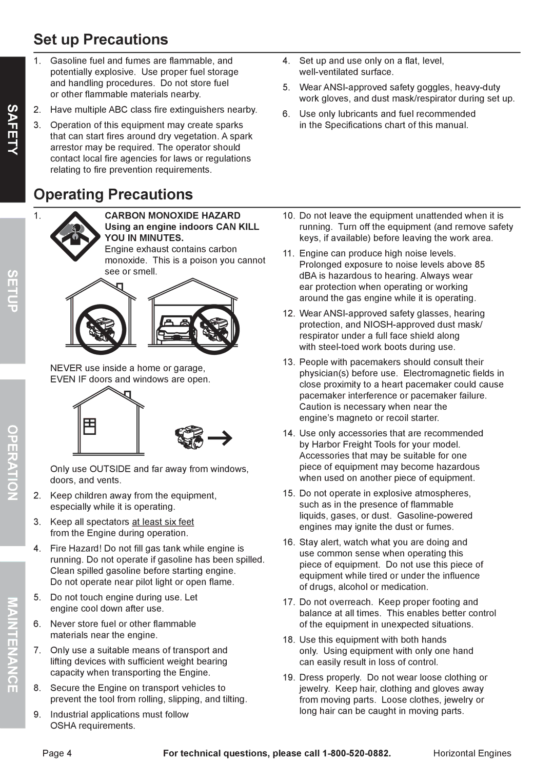 Harbor Freight Tools 68120, 68306 owner manual Set up Precautions, Operating Precautions, YOU in Minutes 