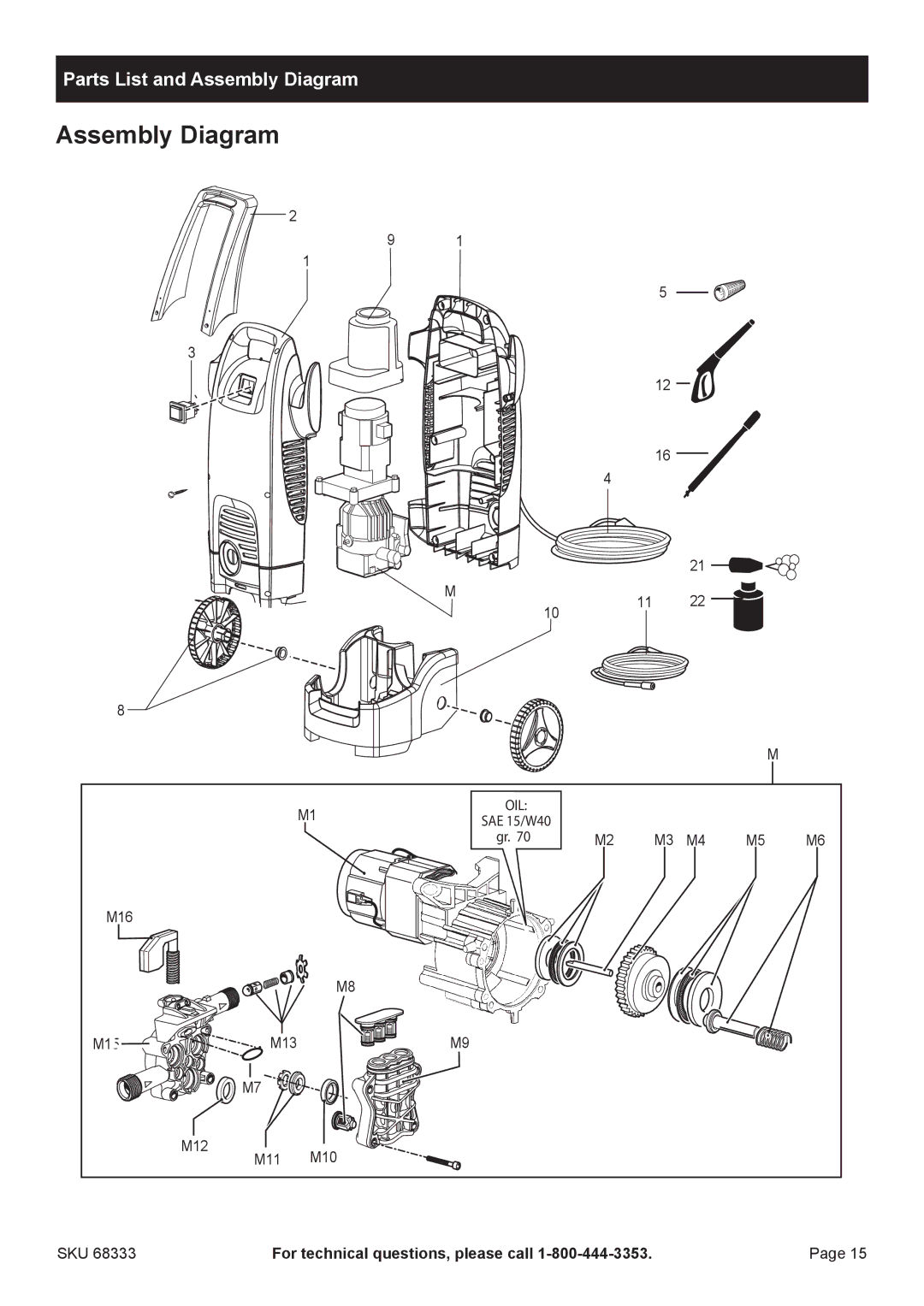 Harbor Freight Tools 68333 manual Assembly Diagram 