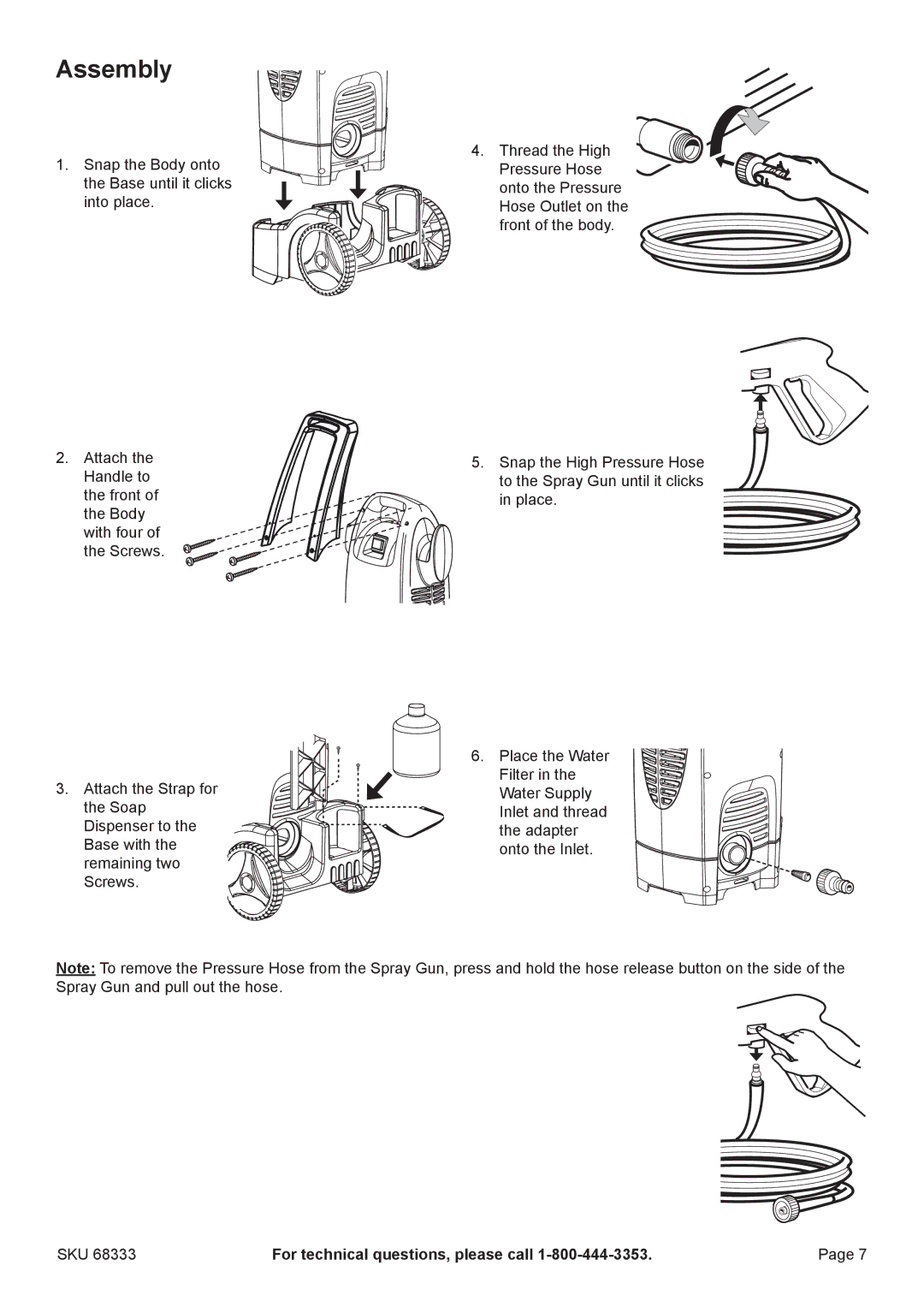 Harbor Freight Tools 68333 manual Assembly 