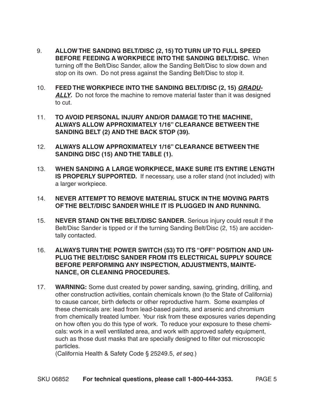 Harbor Freight Tools 6852 operating instructions California Health & Safety Code § 25249.5, et seq 