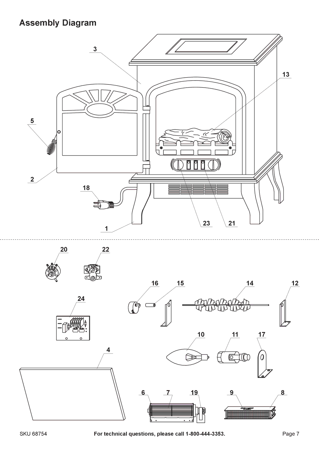 Harbor Freight Tools 68754 manual Assembly Diagram 