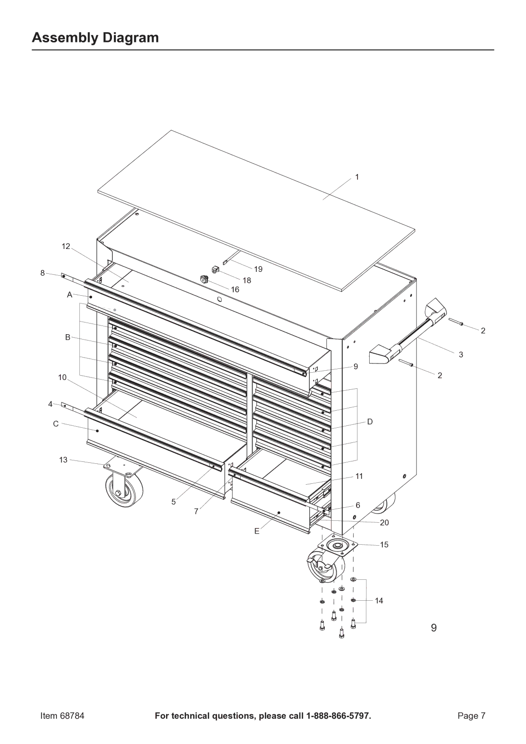 Harbor Freight Tools 68784 owner manual Assembly Diagram 