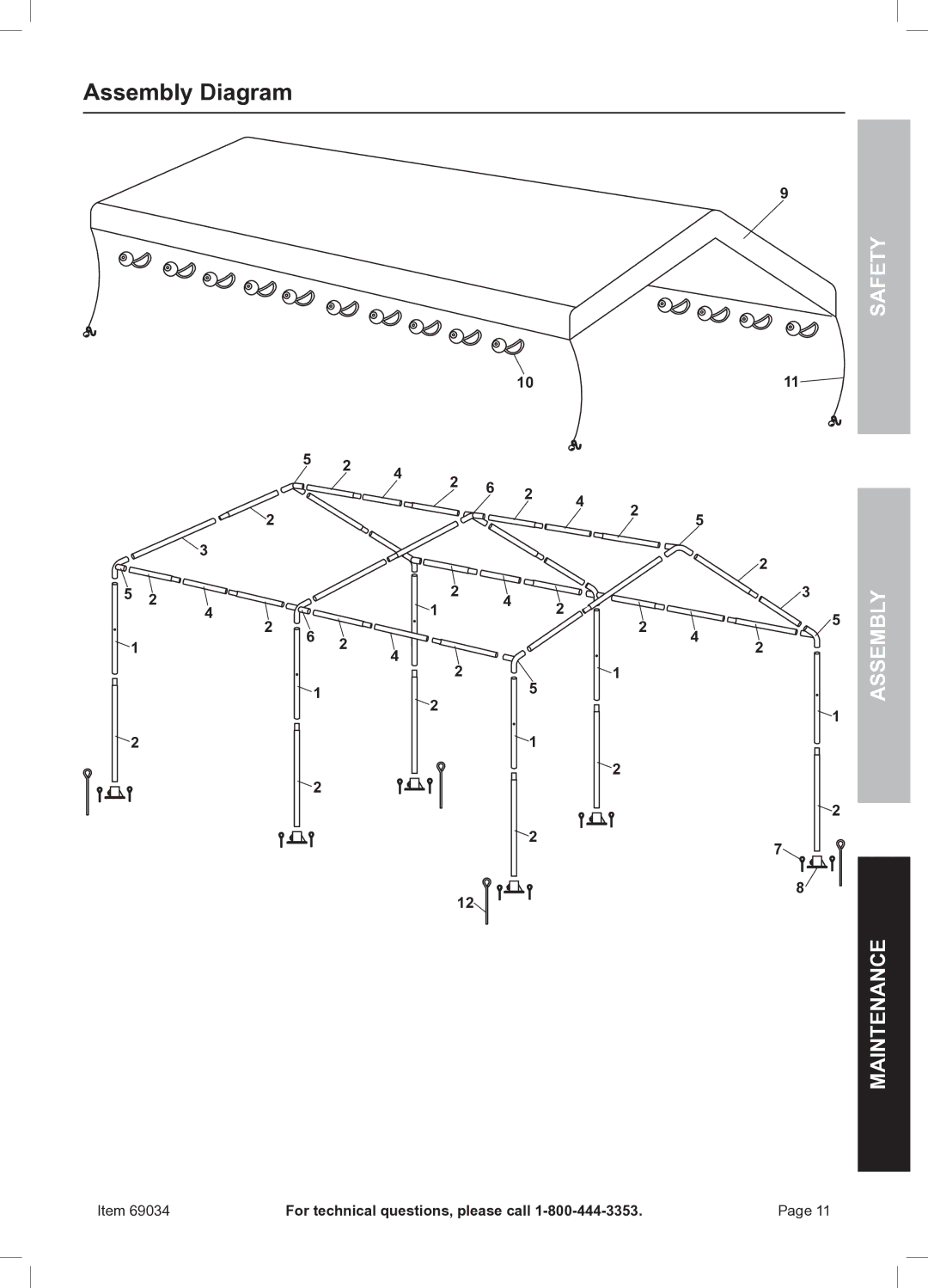 Harbor Freight Tools 69034 owner manual Assembly Diagram 