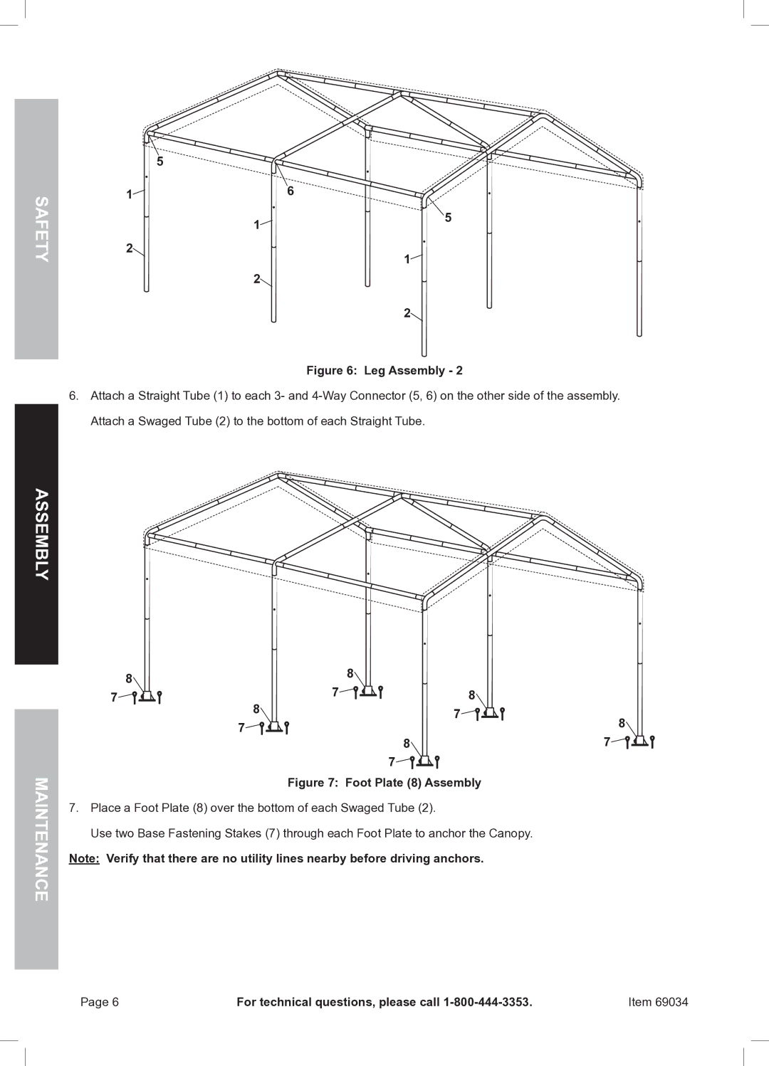 Harbor Freight Tools 69034 owner manual Assembly Maintenance, Foot Plate 8 Assembly 