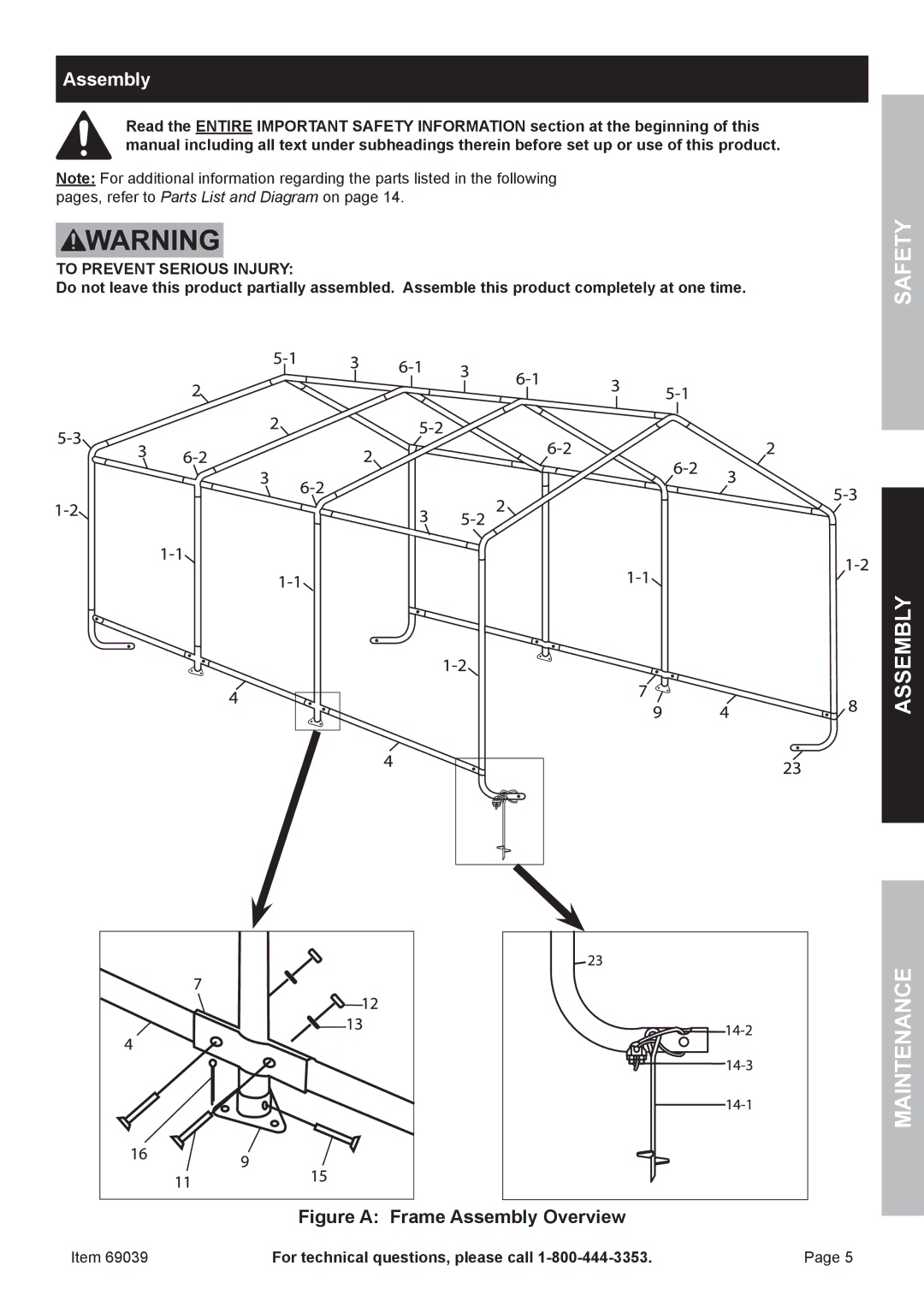 Harbor Freight Tools 69039 owner manual Assembly, To Prevent Serious Injury 