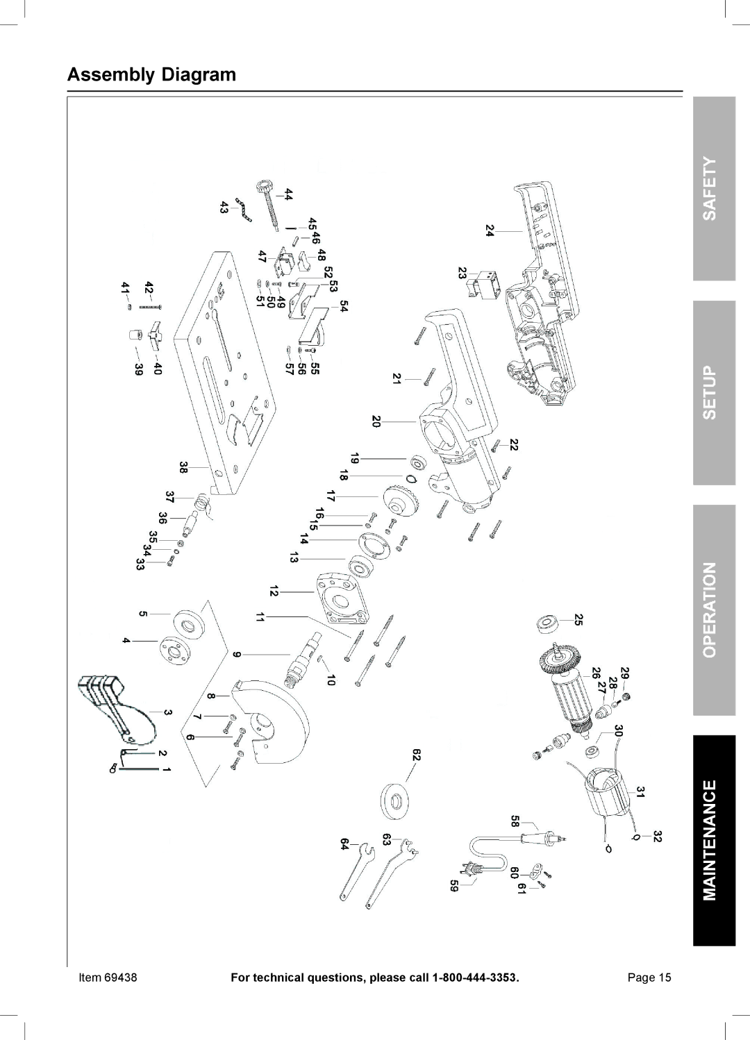 Harbor Freight Tools 69438 owner manual Assembly Diagram 