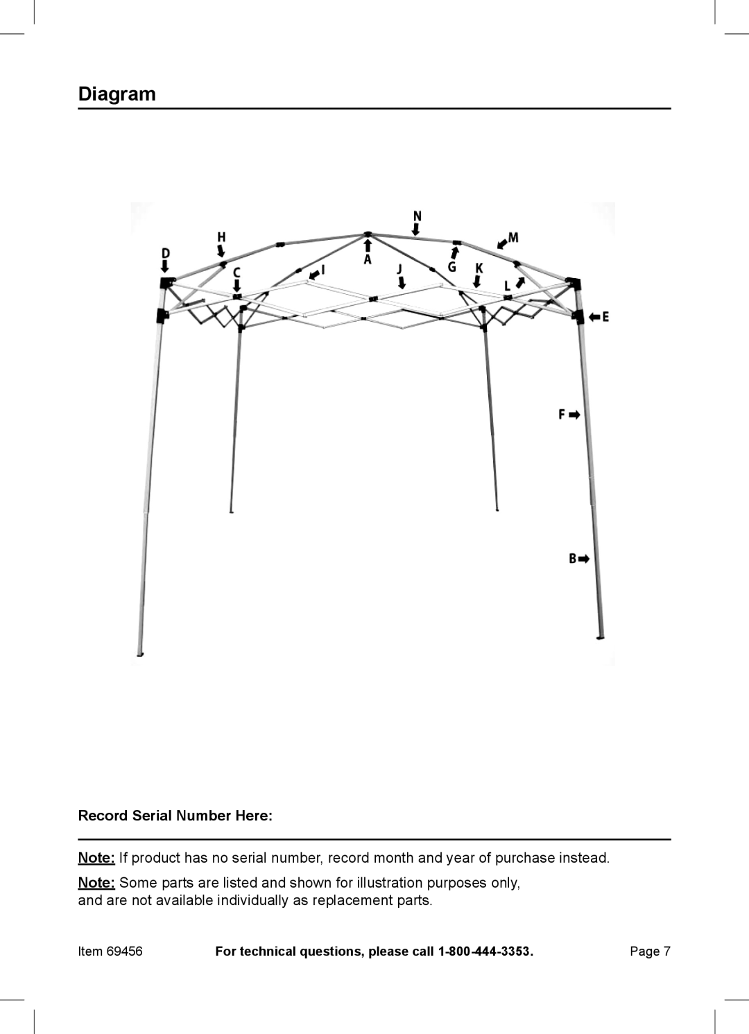 Harbor Freight Tools 69456 owner manual Diagram 