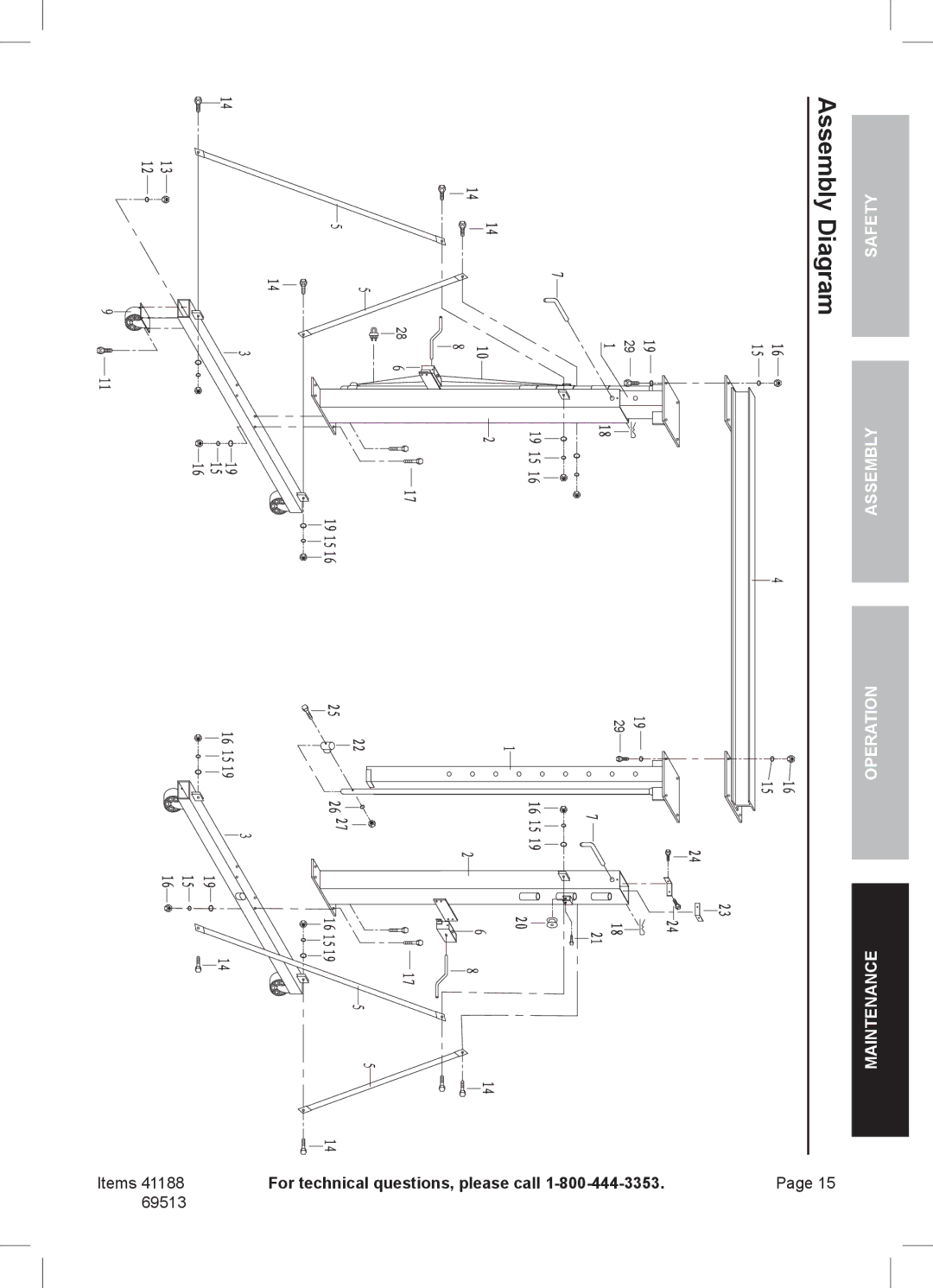 Harbor Freight Tools 41188, 69513 manual Assembly Diagram 