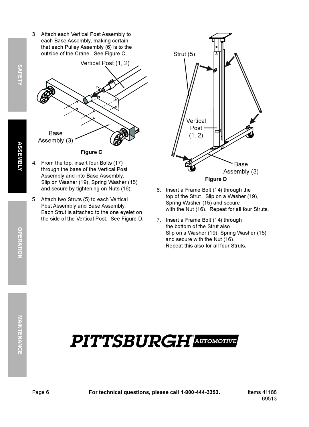 Harbor Freight Tools 69513, 41188 manual Vertical Post 1 Base Assembly 