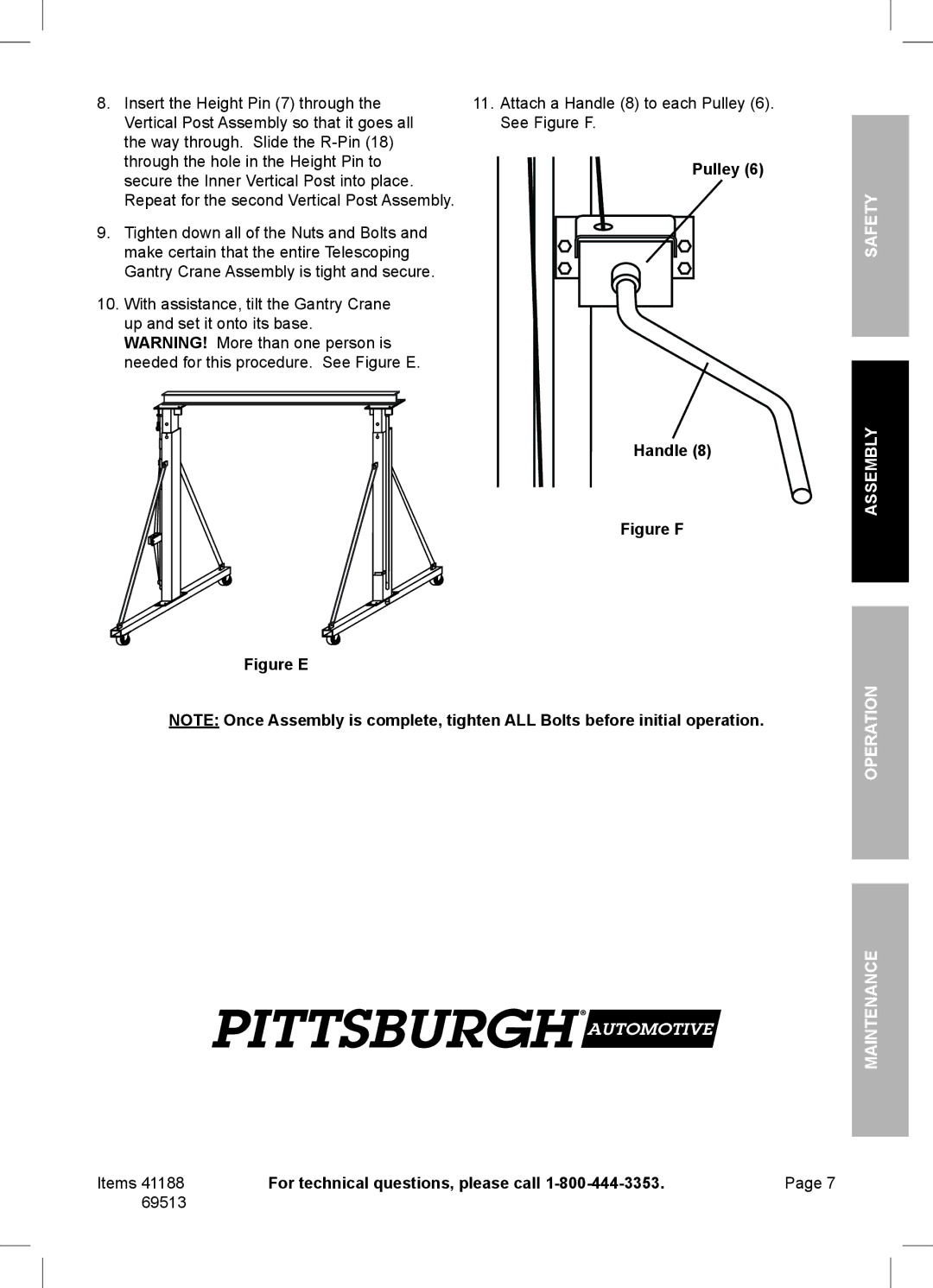 Harbor Freight Tools 41188, 69513 manual Figure E 