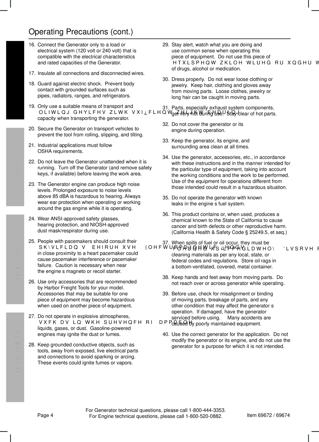 Harbor Freight Tools 69672 manual Safety Setup Operation Maintenance 