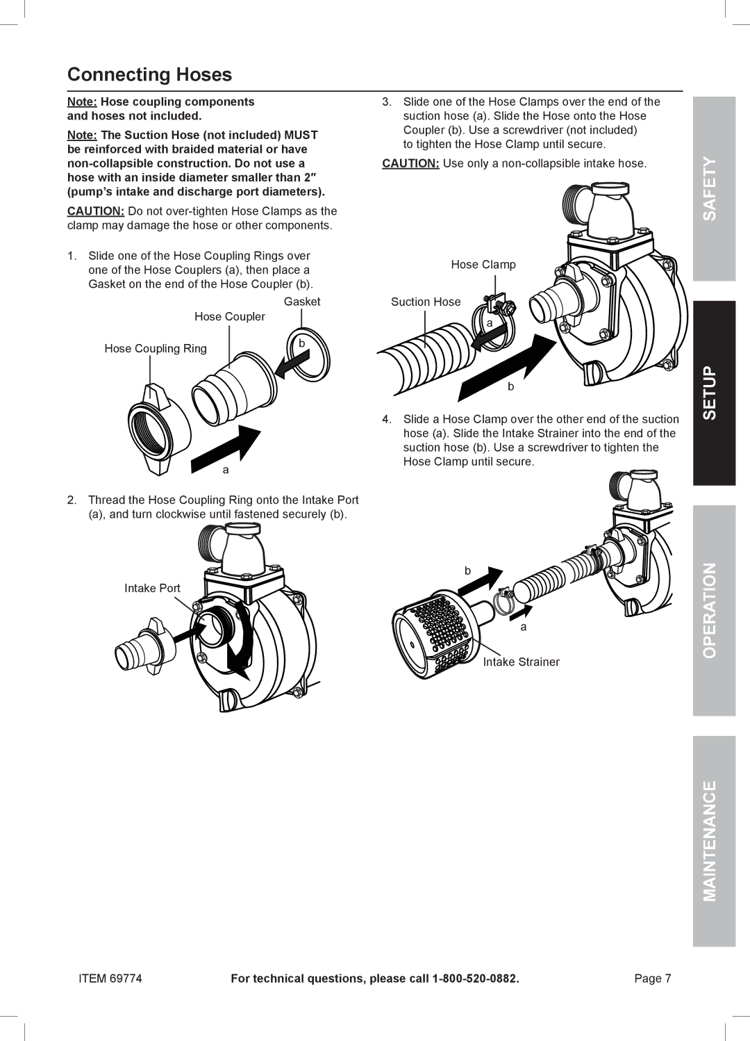 Harbor Freight Tools 69774 manual Connecting Hoses 