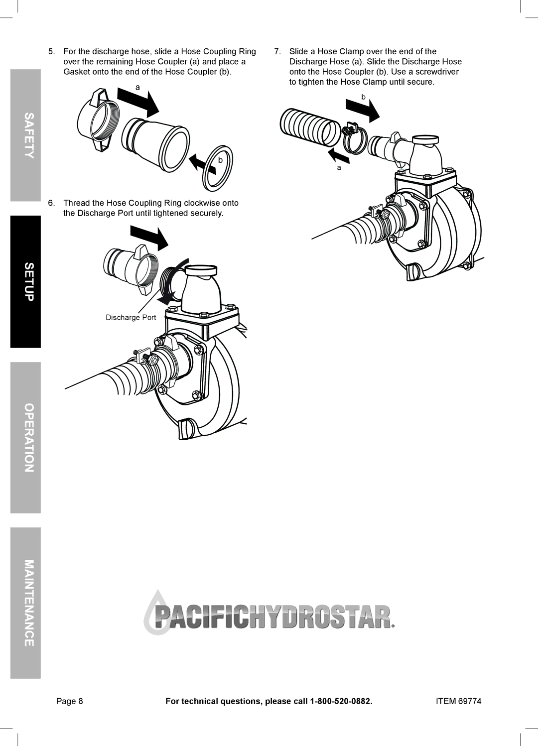 Harbor Freight Tools 69774 manual Safety 