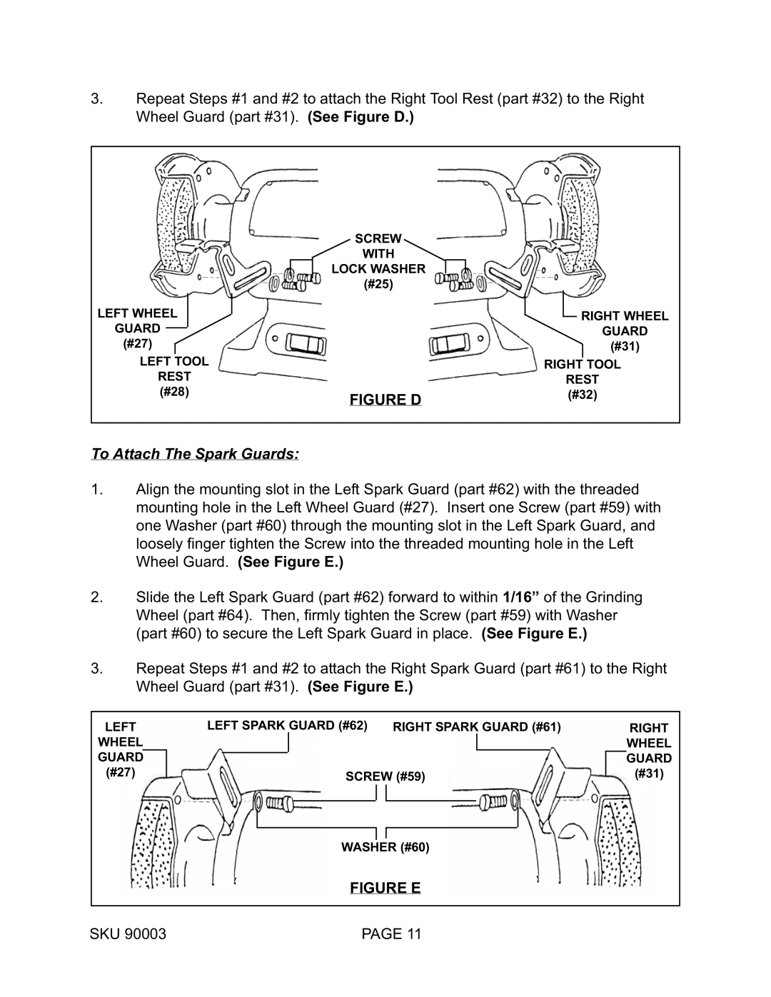 Harbor Freight Tools 90003 operating instructions Figure D 