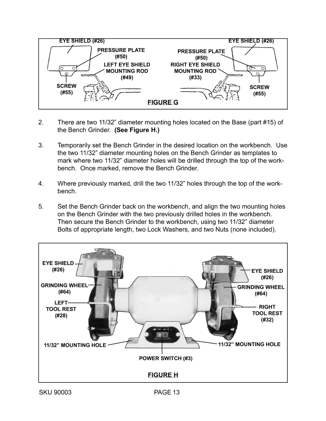 Harbor Freight Tools 90003 operating instructions Figure G 