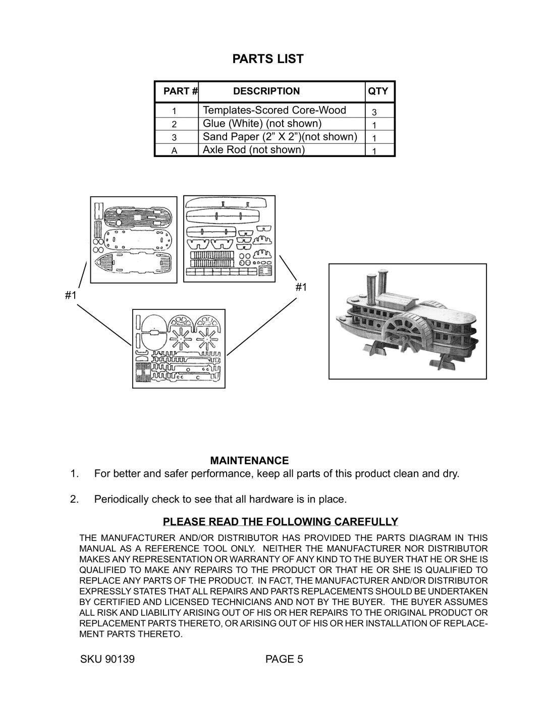 Harbor Freight Tools 90139 manual Maintenance, Please Read the Following Carefully 