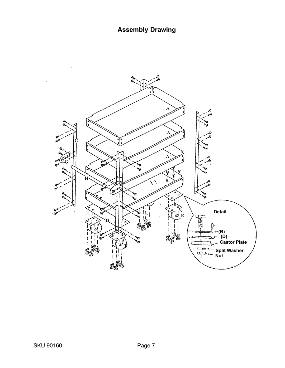 Harbor Freight Tools 90160 operating instructions Assembly Drawing 