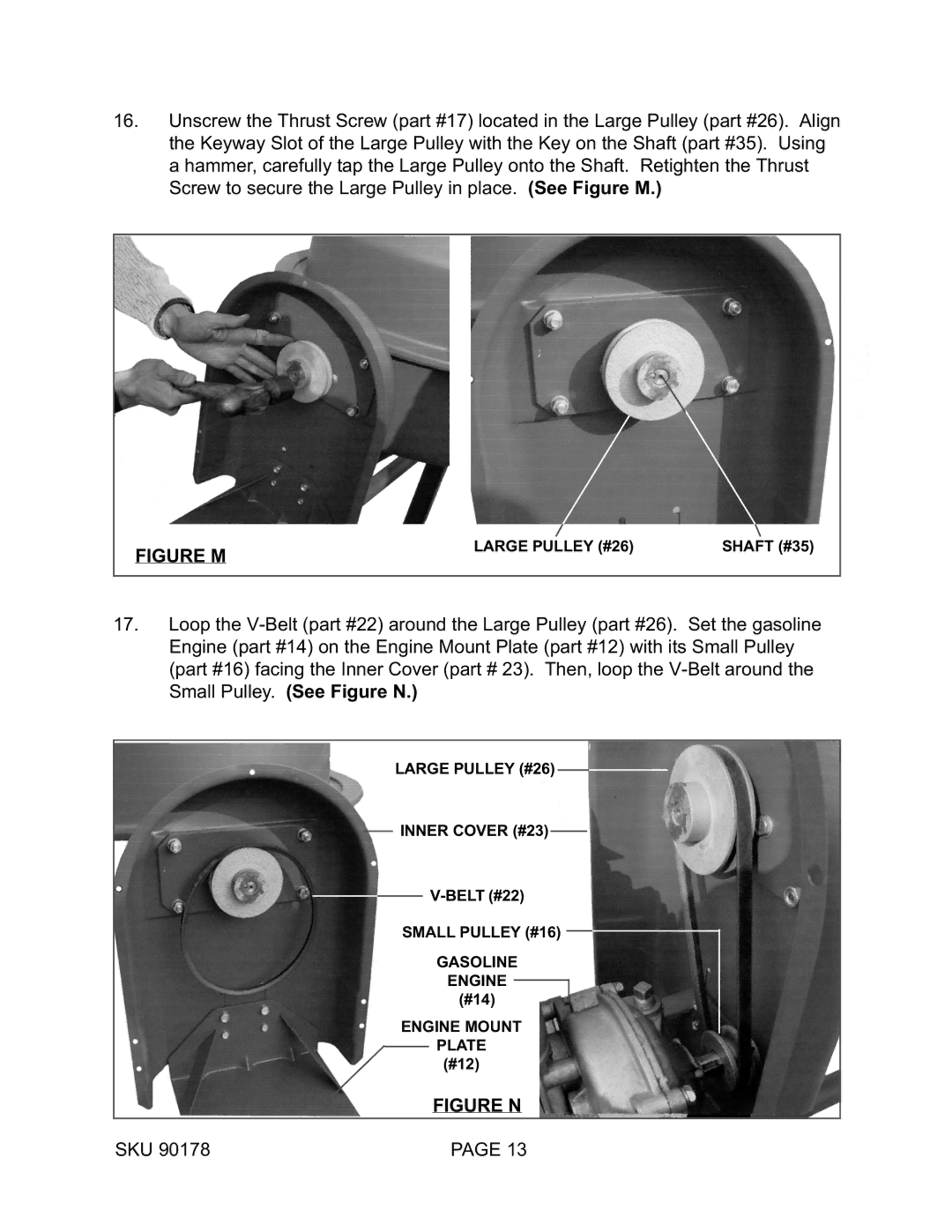 Harbor Freight Tools 90178 operating instructions Figure M 