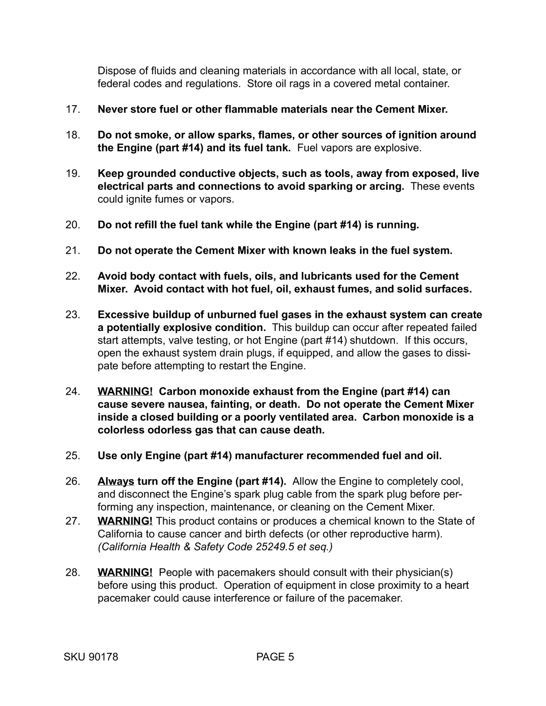 Harbor Freight Tools 90178 operating instructions 