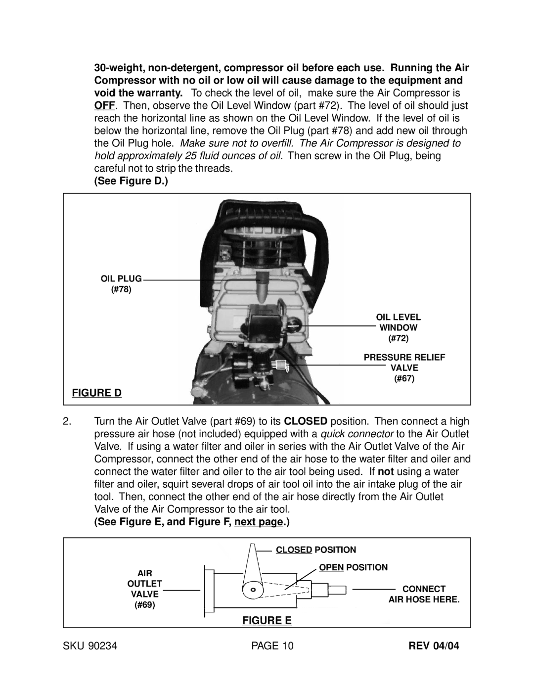 Harbor Freight Tools 90234 operating instructions Figure D 