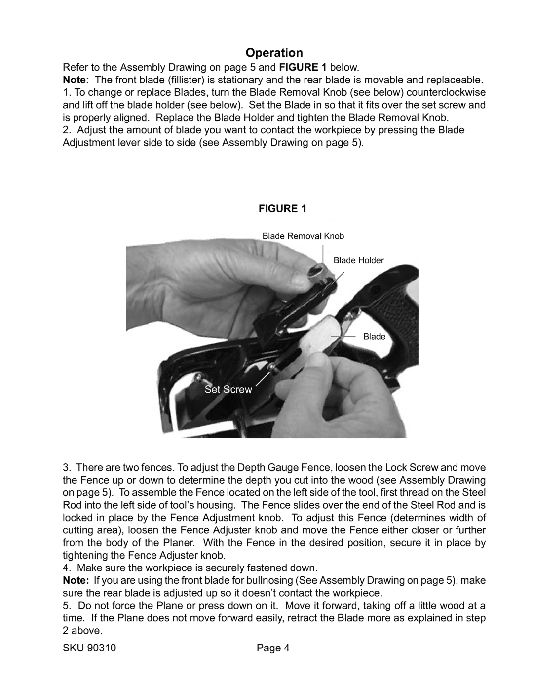 Harbor Freight Tools 90310 operating instructions Operation, Set Screw 